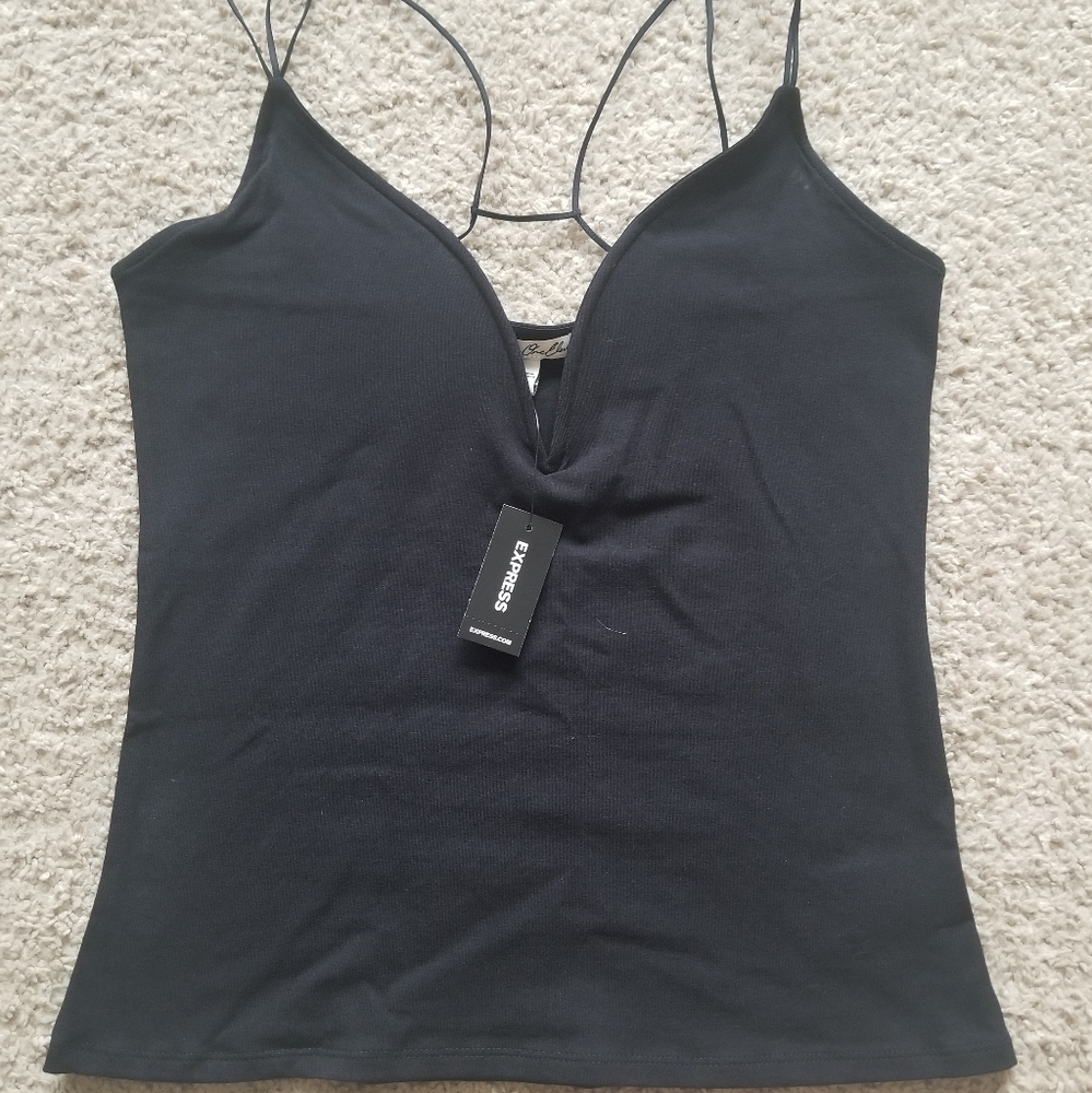 Express Spaghetti Starp Deep V Tank Top